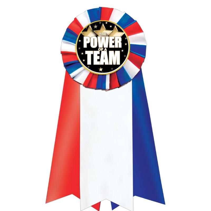 7"JUMBO RD/WH/BLUE MYL ROSETTE