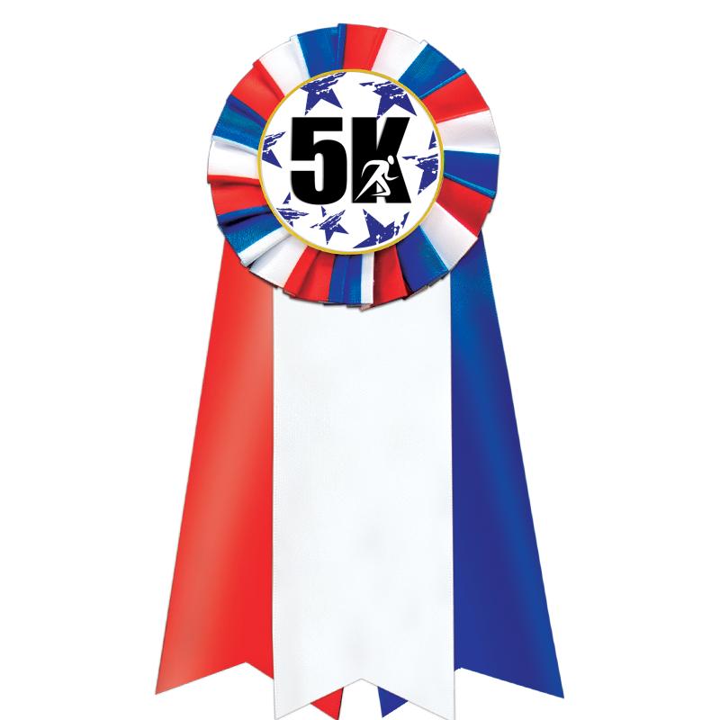 7"JUMBO RD/WH/BLUE MYL ROSETTE