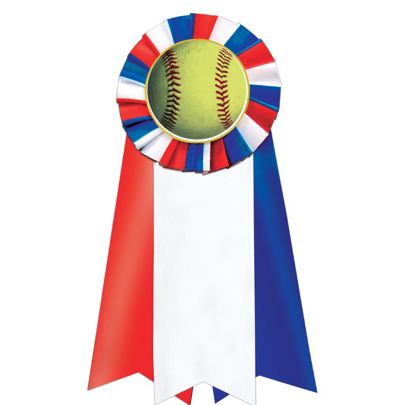 7"JUMBO RD/WH/BLUE MYL ROSETTE