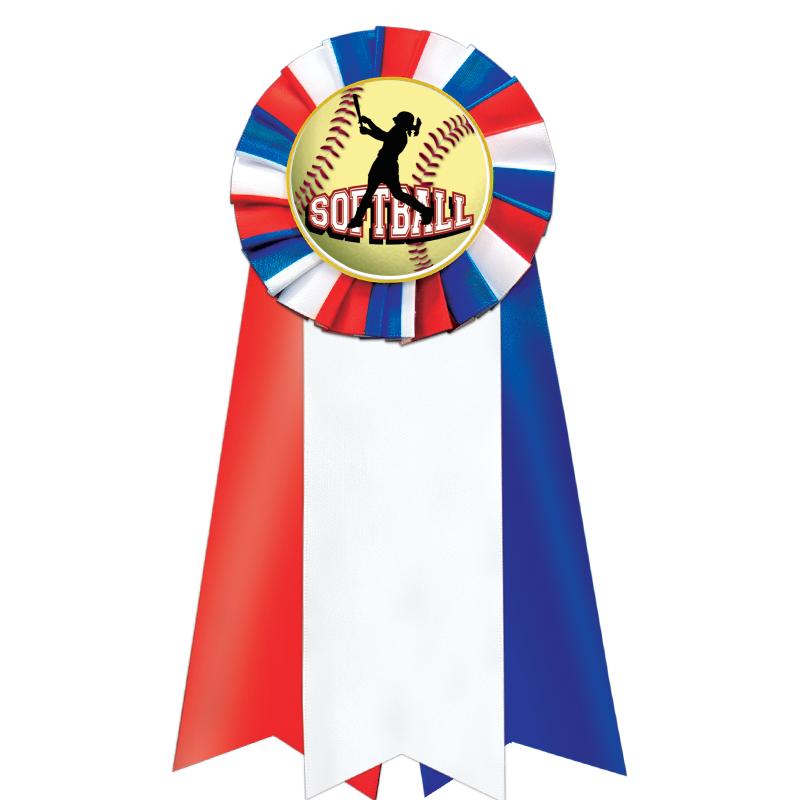 7"JUMBO RD/WH/BLUE MYL ROSETTE