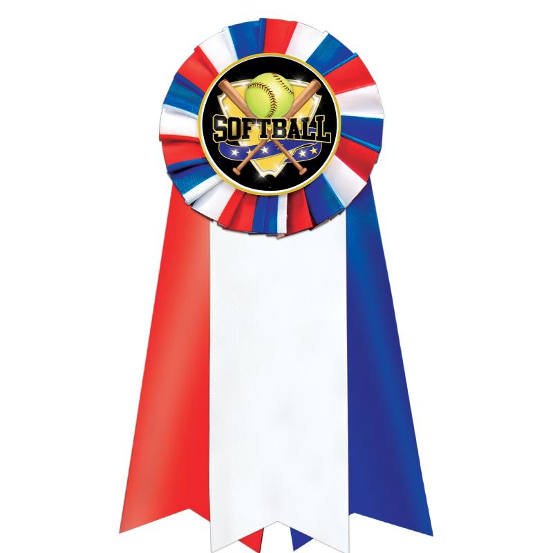 7"JUMBO RD/WH/BLUE MYL ROSETTE