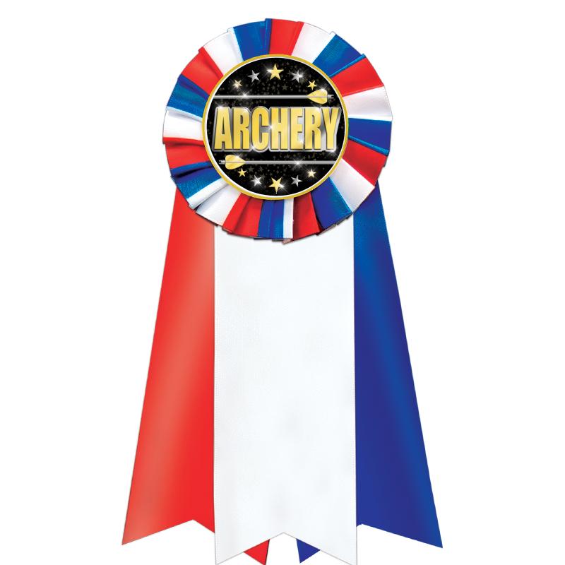 7"JUMBO RD/WH/BLUE MYL ROSETTE