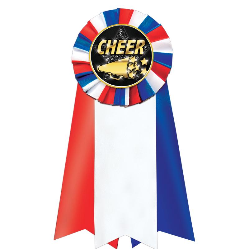 7"JUMBO RD/WH/BLUE MYL ROSETTE