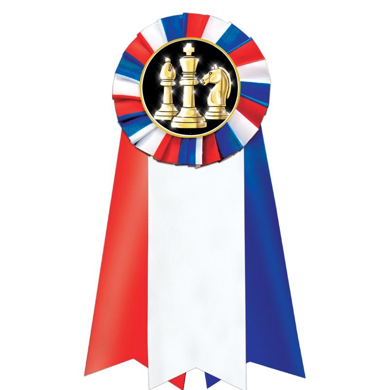 7"JUMBO RD/WH/BLUE MYL ROSETTE