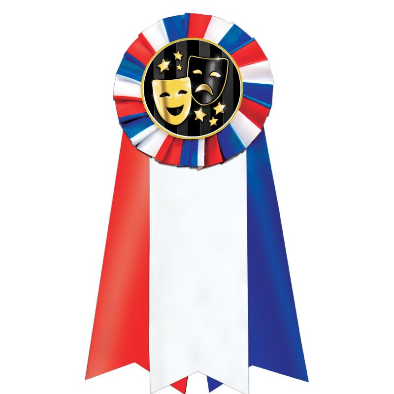 7"JUMBO RD/WH/BLUE MYL ROSETTE