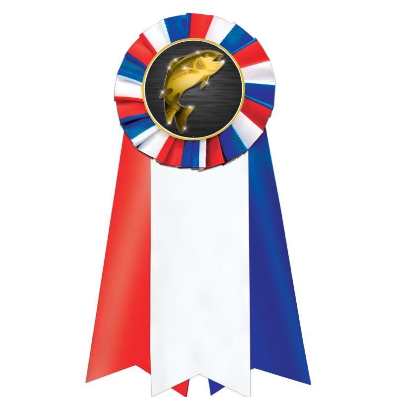 7"JUMBO RD/WH/BLUE MYL ROSETTE