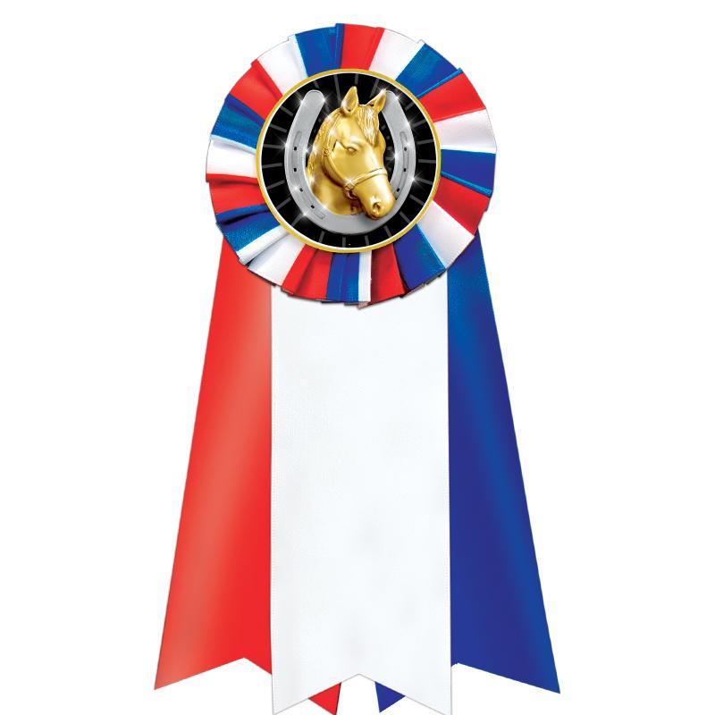 7"JUMBO RD/WH/BLUE MYL ROSETTE