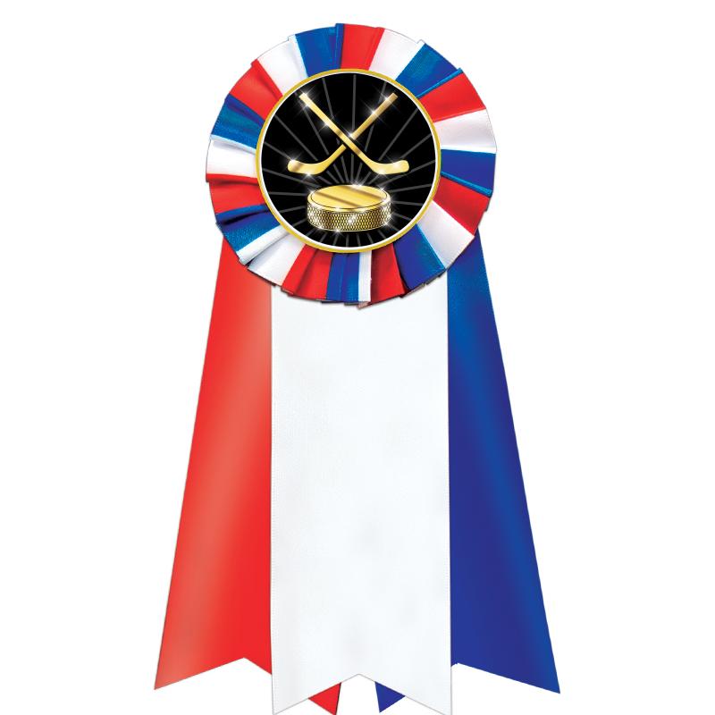 7"JUMBO RD/WH/BLUE MYL ROSETTE