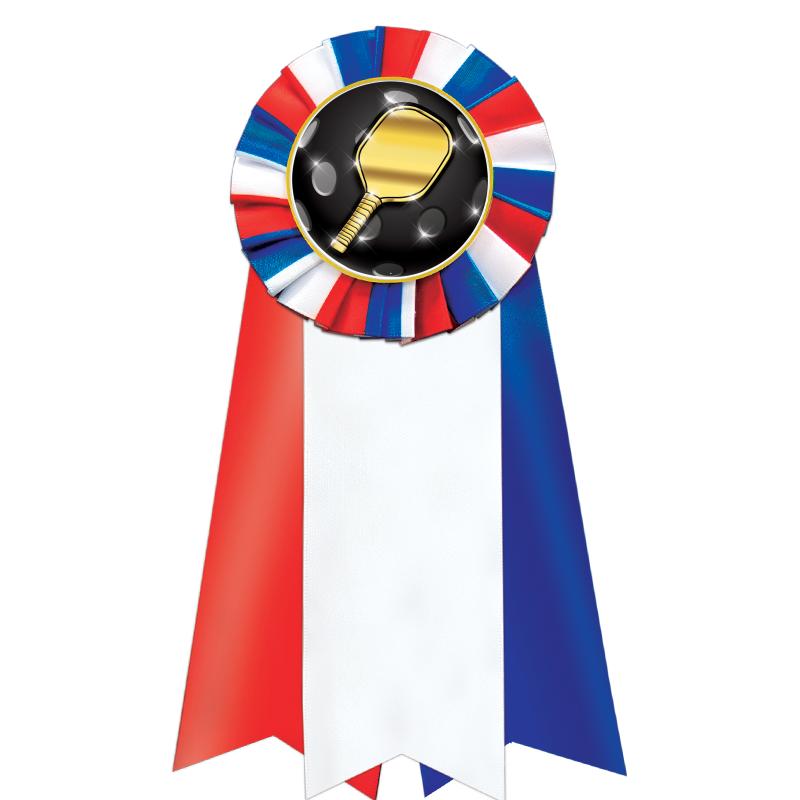 7"JUMBO RD/WH/BLUE MYL ROSETTE