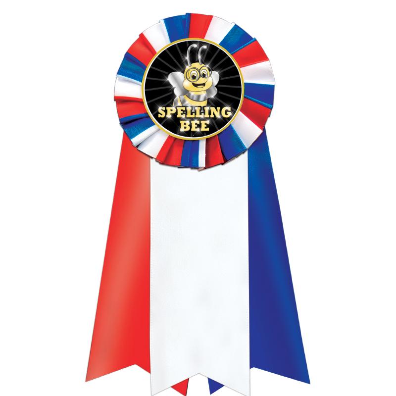 7"JUMBO RD/WH/BLUE MYL ROSETTE