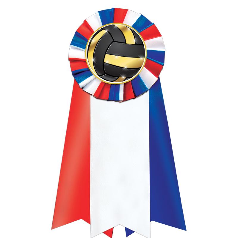 7"JUMBO RD/WH/BLUE MYL ROSETTE