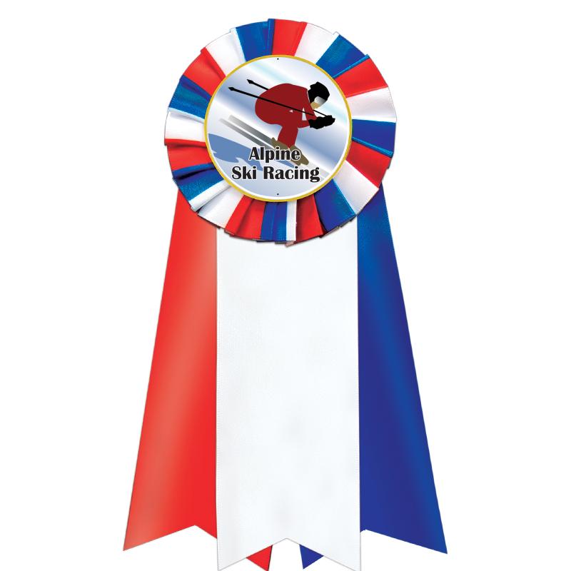 7"JUMBO RD/WH/BLUE MYL ROSETTE