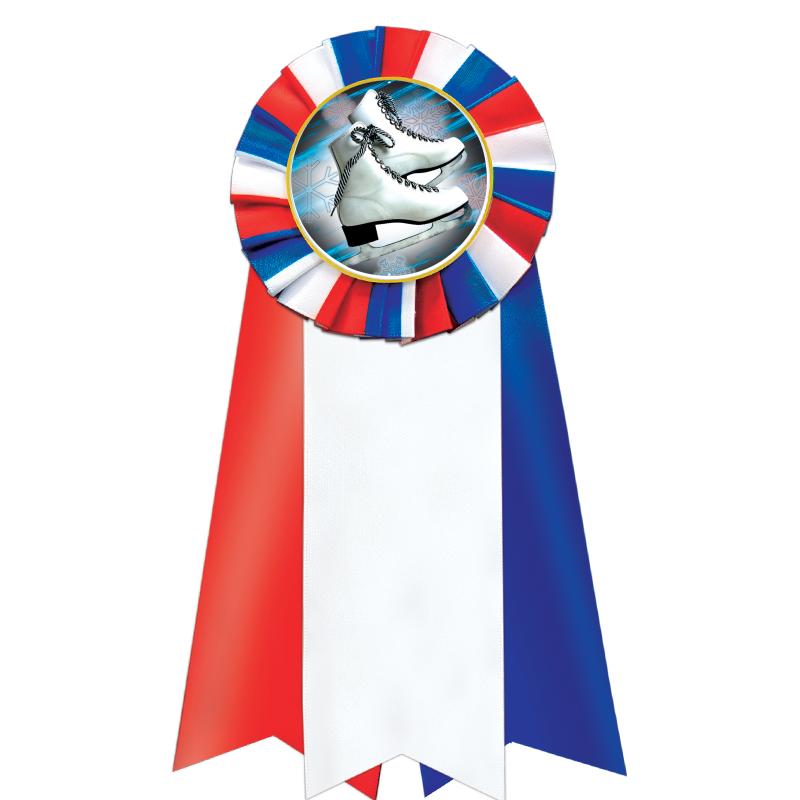 7"JUMBO RD/WH/BLUE MYL ROSETTE