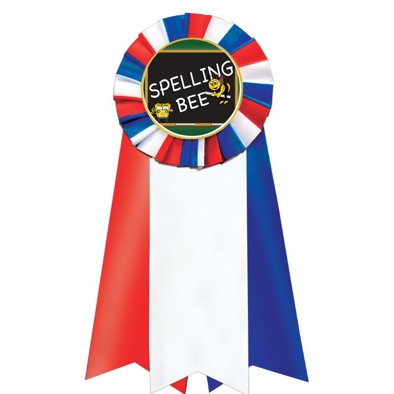 7"JUMBO RD/WH/BLUE MYL ROSETTE