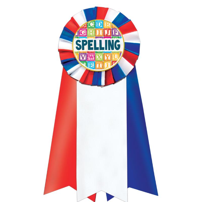 7"JUMBO RD/WH/BLUE MYL ROSETTE