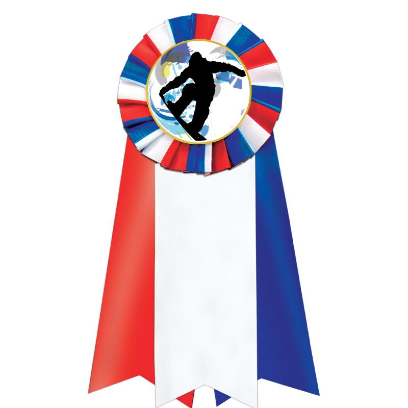 7"JUMBO RD/WH/BLUE MYL ROSETTE