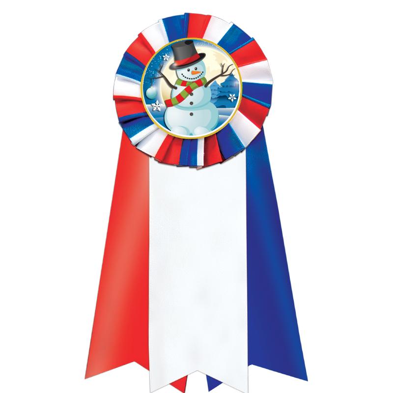 7"JUMBO RD/WH/BLUE MYL ROSETTE