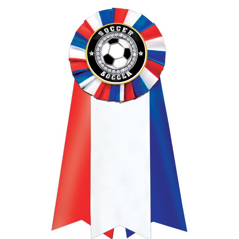 7"JUMBO RD/WH/BLUE MYL ROSETTE