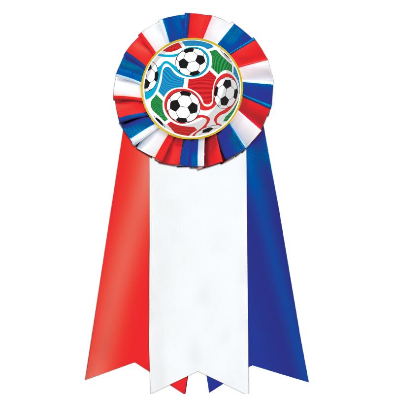 7"JUMBO RD/WH/BLUE MYL ROSETTE