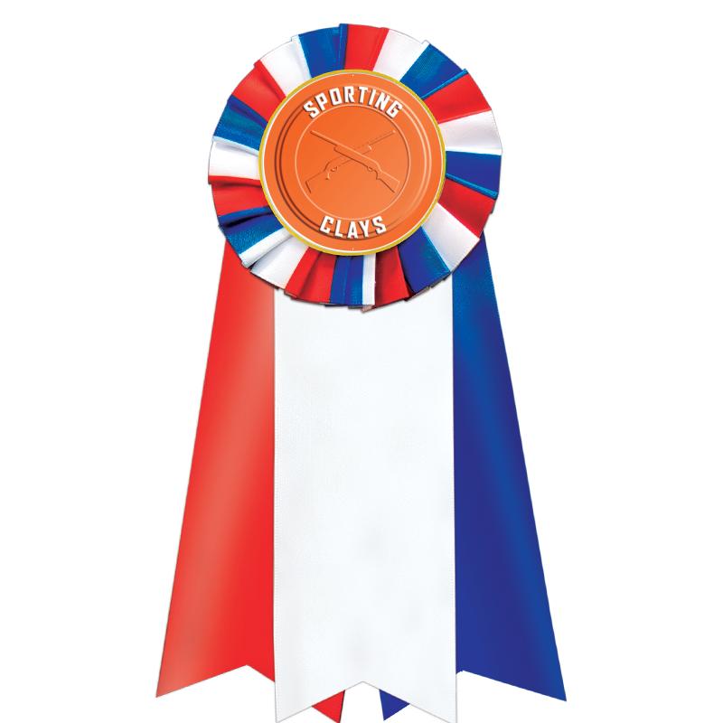 7"JUMBO RD/WH/BLUE MYL ROSETTE