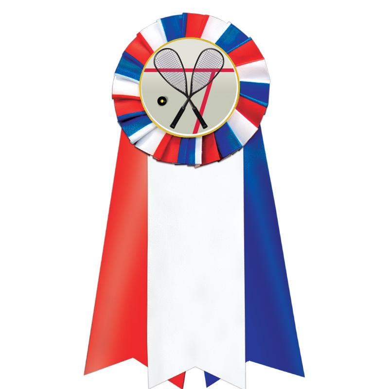 7"JUMBO RD/WH/BLUE MYL ROSETTE