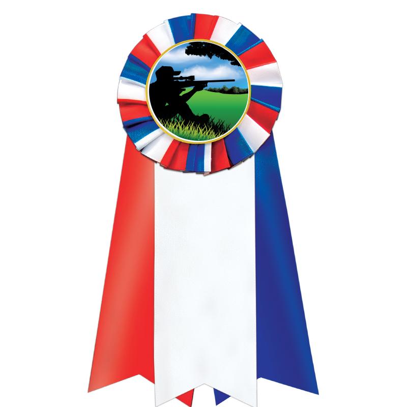 7"JUMBO RD/WH/BLUE MYL ROSETTE