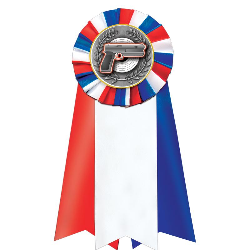 7"JUMBO RD/WH/BLUE MYL ROSETTE