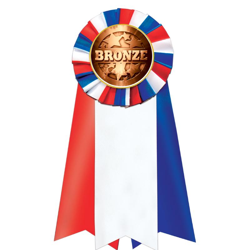 7"JUMBO RD/WH/BLUE MYL ROSETTE