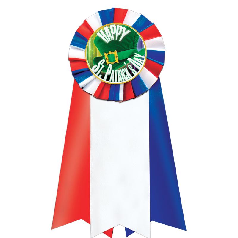 7"JUMBO RD/WH/BLUE MYL ROSETTE