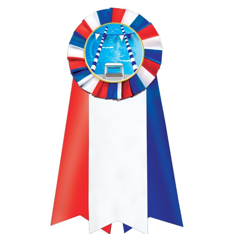 7"JUMBO RD/WH/BLUE MYL ROSETTE