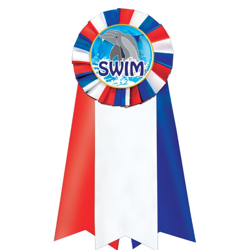 7"JUMBO RD/WH/BLUE MYL ROSETTE