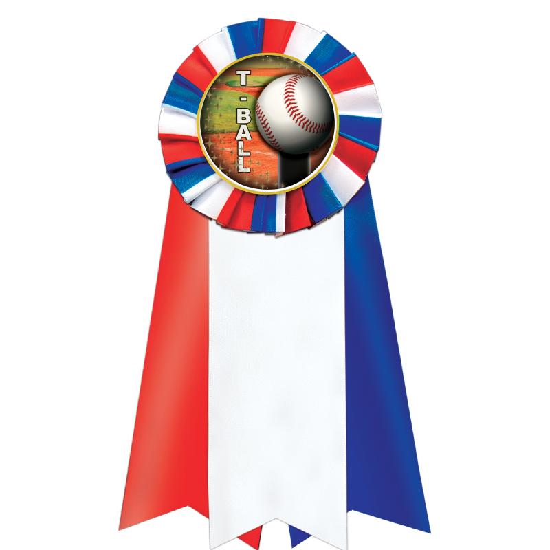 7"JUMBO RD/WH/BLUE MYL ROSETTE