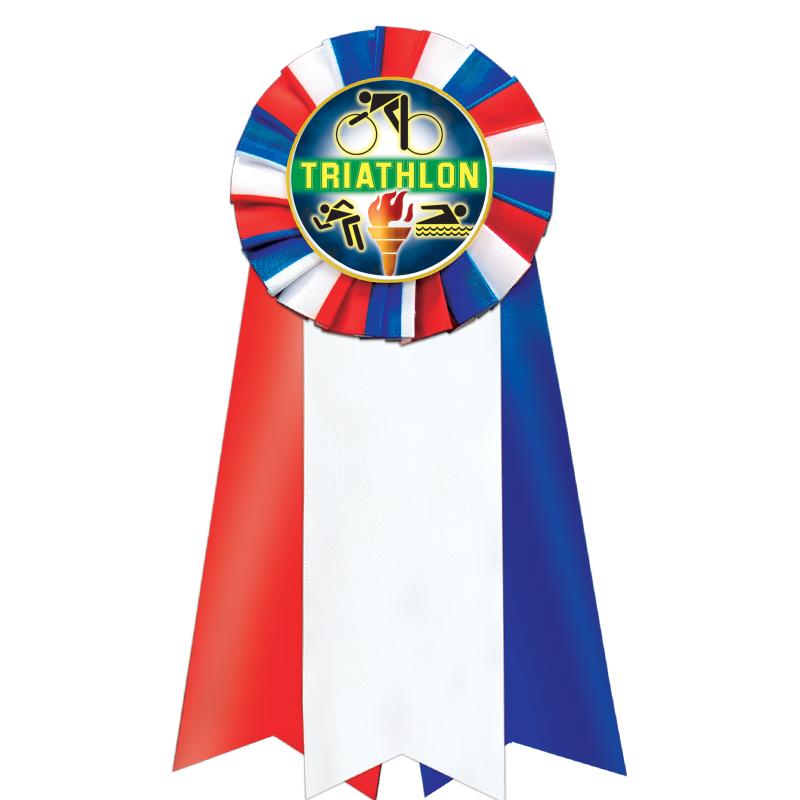 7"JUMBO RD/WH/BLUE MYL ROSETTE