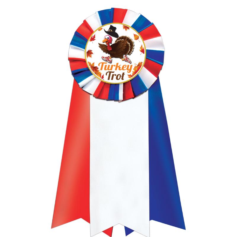 7"JUMBO RD/WH/BLUE MYL ROSETTE