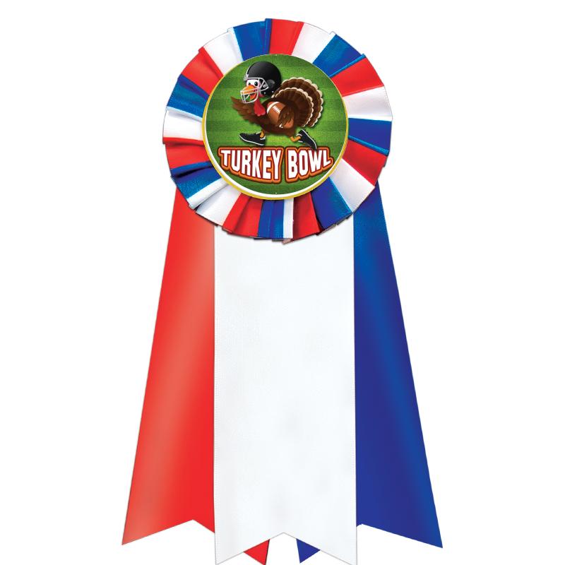 7"JUMBO RD/WH/BLUE MYL ROSETTE
