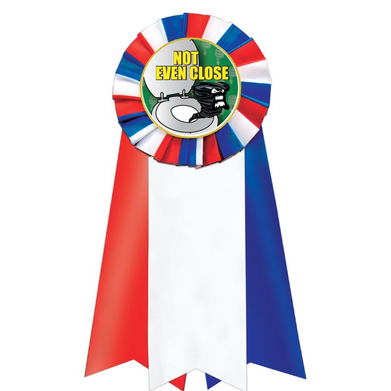 7"JUMBO RD/WH/BLUE MYL ROSETTE