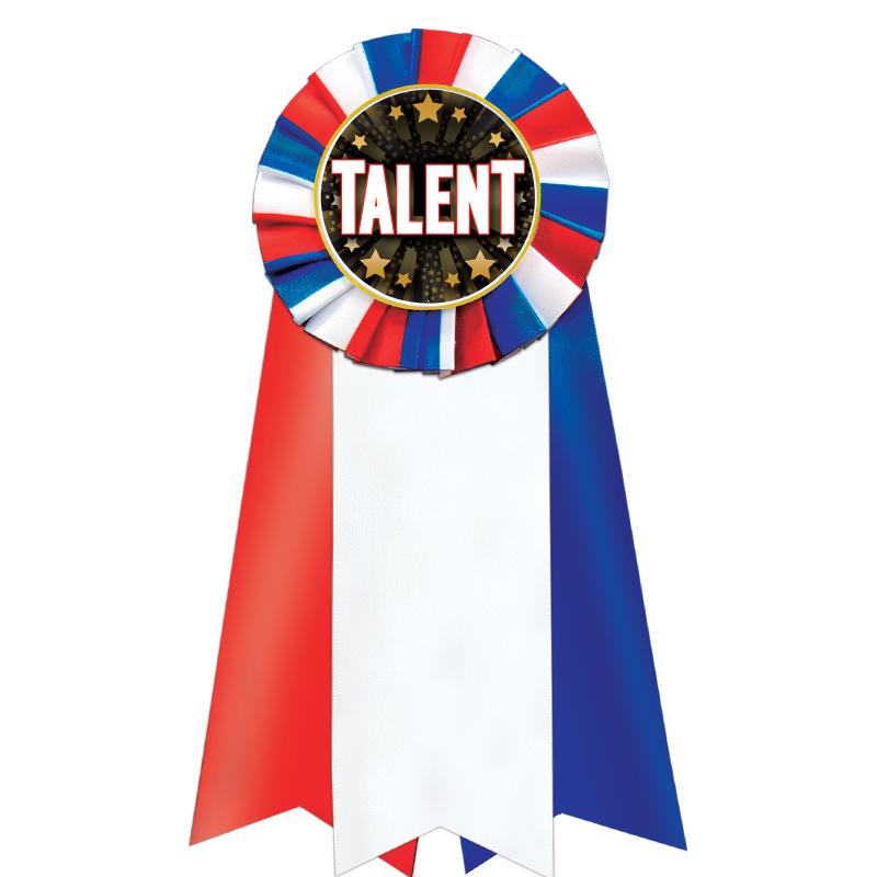 7"JUMBO RD/WH/BLUE MYL ROSETTE