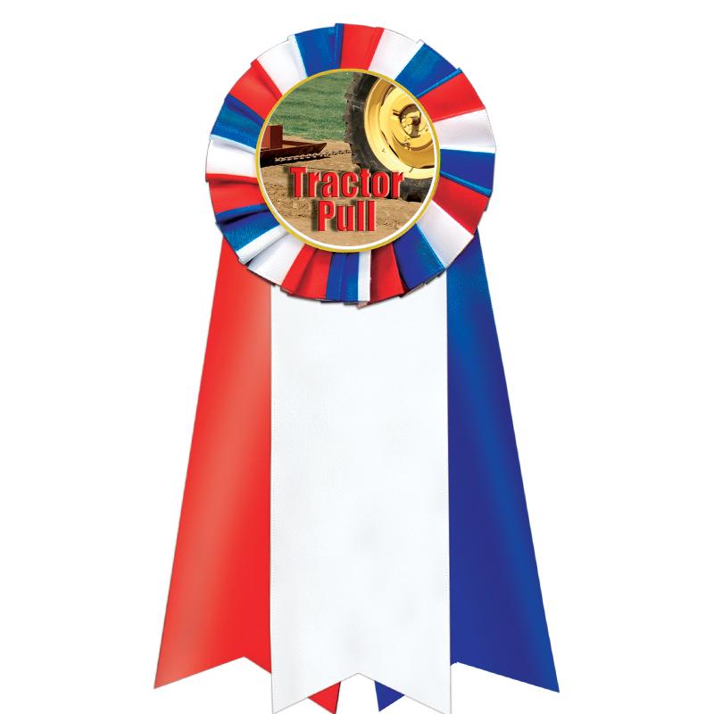 7"JUMBO RD/WH/BLUE MYL ROSETTE