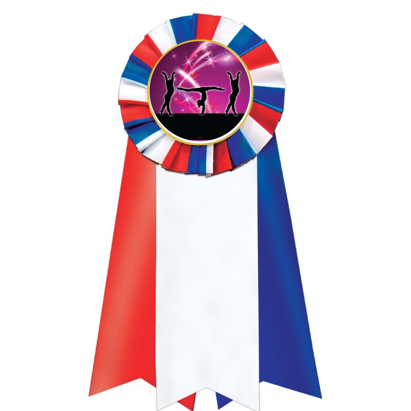 7"JUMBO RD/WH/BLUE MYL ROSETTE