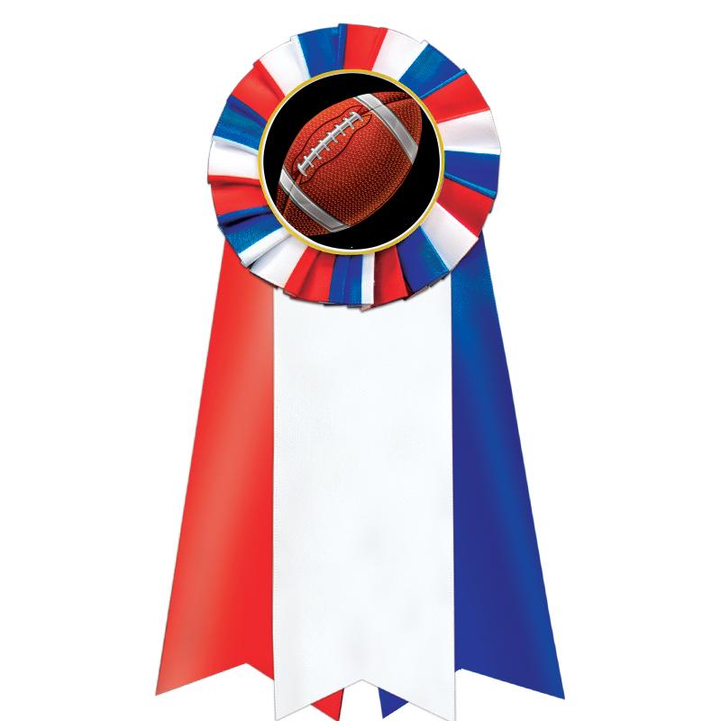 7"JUMBO RD/WH/BLUE MYL ROSETTE