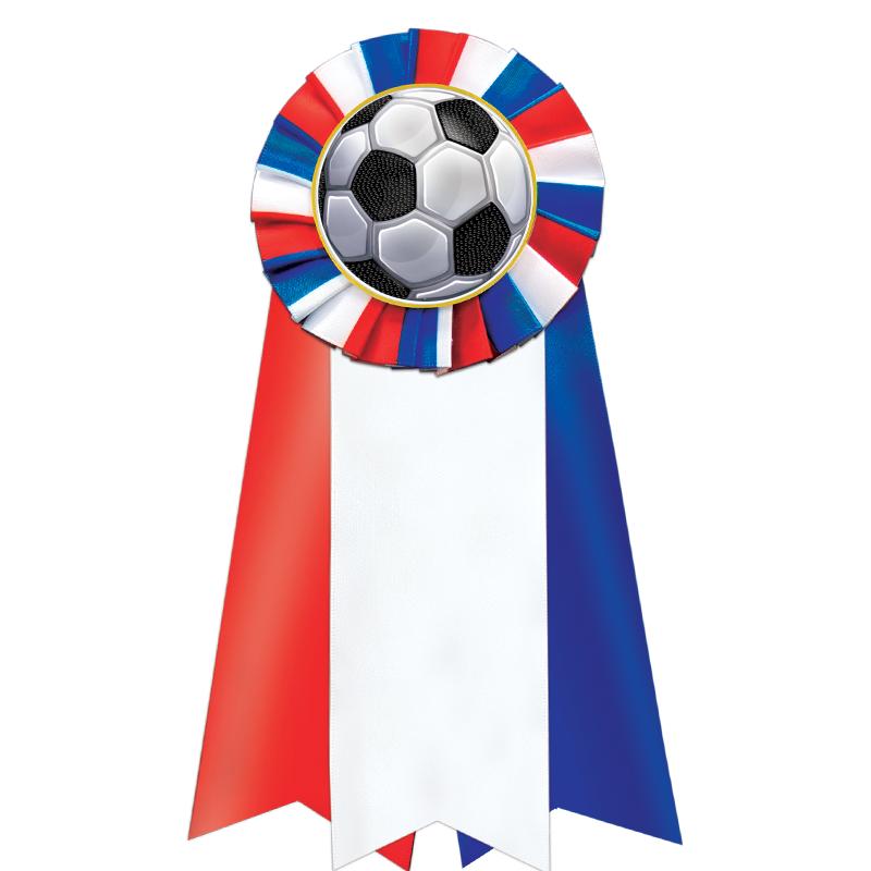 7"JUMBO RD/WH/BLUE MYL ROSETTE