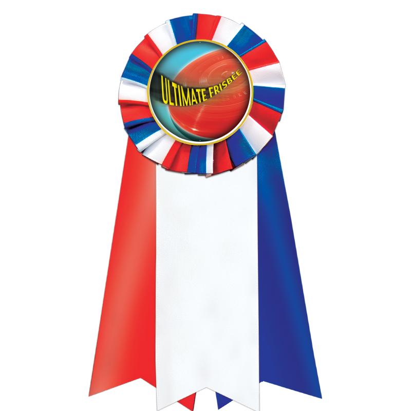 7"JUMBO RD/WH/BLUE MYL ROSETTE