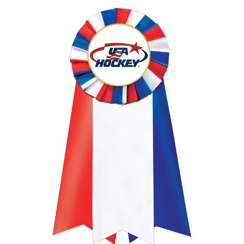 7"JUMBO RD/WH/BLUE MYL ROSETTE