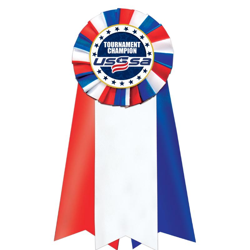 7"JUMBO RD/WH/BLUE MYL ROSETTE