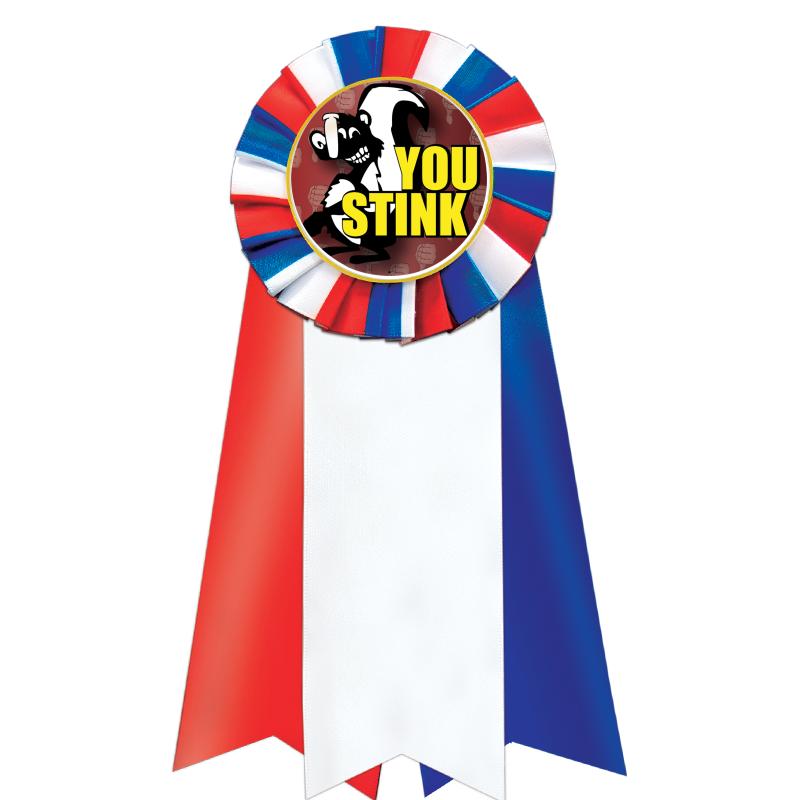 7"JUMBO RD/WH/BLUE MYL ROSETTE