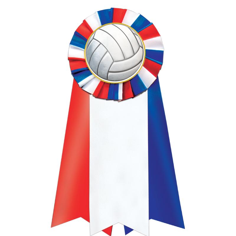 7"JUMBO RD/WH/BLUE MYL ROSETTE