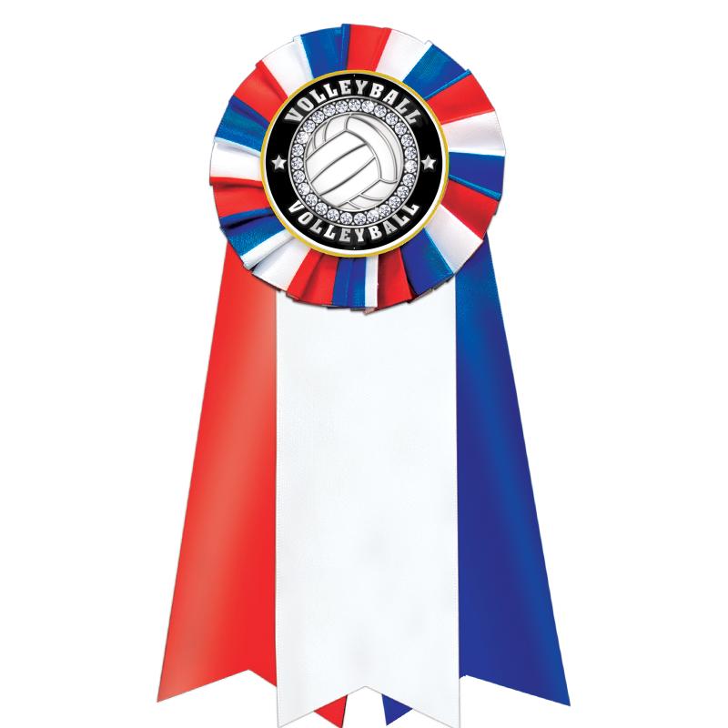 7"JUMBO RD/WH/BLUE MYL ROSETTE