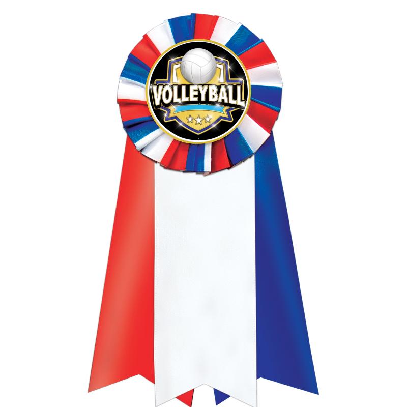7"JUMBO RD/WH/BLUE MYL ROSETTE