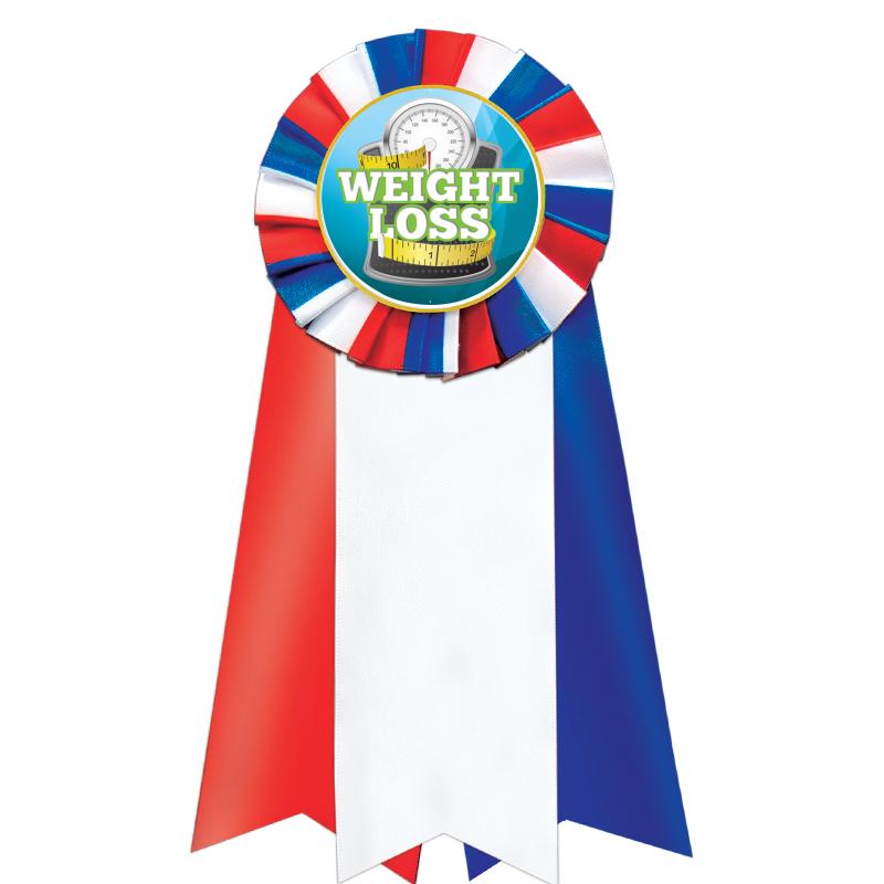 7"JUMBO RD/WH/BLUE MYL ROSETTE