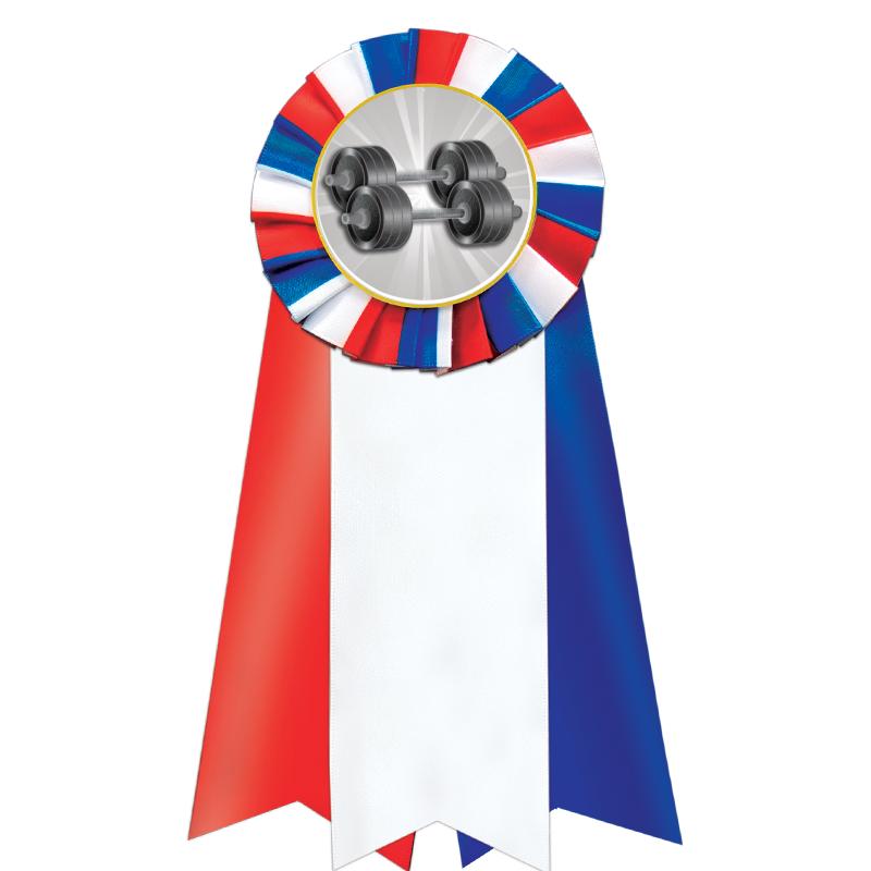 7"JUMBO RD/WH/BLUE MYL ROSETTE